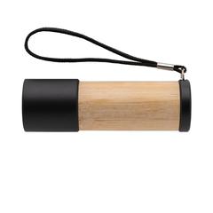 Vue Lampe torche en bambou et plastique recyclé RCS de couleur marron| Krokrodeal