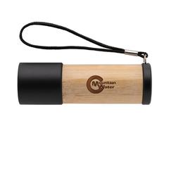 Vue Lampe torche en bambou et plastique recyclé RCS de couleur marron| Krokrodeal