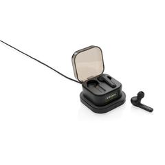 Vue Ecouteurs sans fil TWS dans son boitier de charge de couleur noir| Krokrodeal