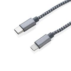 Vue Câble tressé 3 en 1 de couleur gris| Krokrodeal