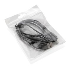 Vue Câble tressé 3 en 1 de couleur gris| Krokrodeal