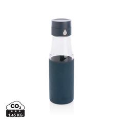 Vue Bouteille en verre 600ml avec compteur d'hydradation Ukiyo de couleur bleu| Krokrodeal
