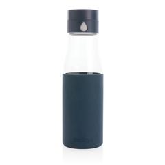 Vue Bouteille en verre 600ml avec compteur d'hydradation Ukiyo de couleur bleu| Krokrodeal