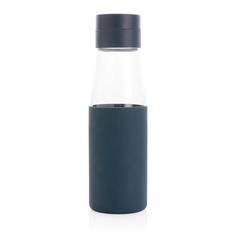 Vue Bouteille en verre 600ml avec compteur d'hydradation Ukiyo de couleur bleu| Krokrodeal