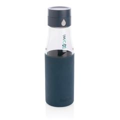 Vue Bouteille en verre 600ml avec compteur d'hydradation Ukiyo de couleur bleu| Krokrodeal