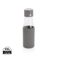 Vue Bouteille en verre 600ml avec compteur d'hydradation Ukiyo de couleur gris| Krokrodeal