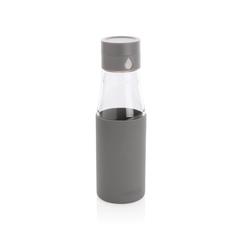 Vue Bouteille en verre 600ml avec compteur d'hydradation Ukiyo de couleur gris| Krokrodeal