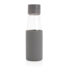 Vue Bouteille en verre 600ml avec compteur d'hydradation Ukiyo de couleur gris| Krokrodeal