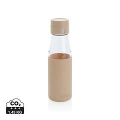 Vue Bouteille en verre 600ml avec compteur d'hydradation Ukiyo de couleur marron| Krokrodeal