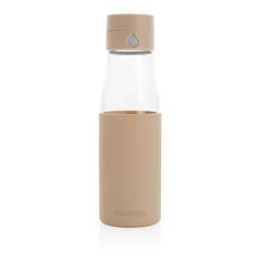 Vue Bouteille en verre 600ml avec compteur d'hydradation Ukiyo de couleur marron| Krokrodeal