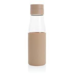 Vue Bouteille en verre 600ml avec compteur d'hydradation Ukiyo de couleur marron| Krokrodeal