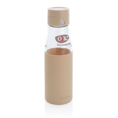 Vue Bouteille en verre 600ml avec compteur d'hydradation Ukiyo de couleur marron| Krokrodeal