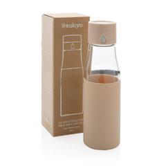 Vue Bouteille en verre 600ml avec compteur d'hydradation Ukiyo de couleur marron| Krokrodeal