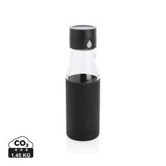 Vue Bouteille en verre 600ml avec compteur d'hydradation Ukiyo de couleur noir| Krokrodeal