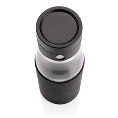 Vue Bouteille en verre 600ml avec compteur d'hydradation Ukiyo de couleur noir| Krokrodeal