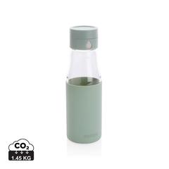 Vue Bouteille en verre 600ml avec compteur d'hydradation Ukiyo de couleur vert| Krokrodeal