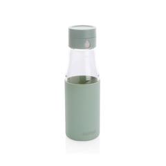 Vue Bouteille en verre 600ml avec compteur d'hydradation Ukiyo de couleur vert| Krokrodeal
