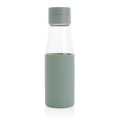 Vue Bouteille en verre 600ml avec compteur d'hydradation Ukiyo de couleur vert| Krokrodeal