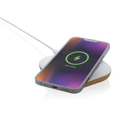 Vue Chargeur 10W en plastique recyclé RCS et liège Oregon de couleur marron| Krokrodeal
