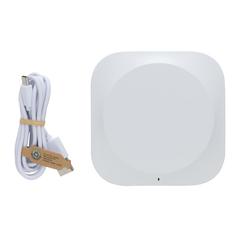 Vue Chargeur 10W en plastique recyclé RCS et liège Oregon de couleur marron| Krokrodeal