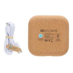 Vue Chargeur 10W en plastique recyclé RCS et liège Oregon de couleur marron| Krokrodeal