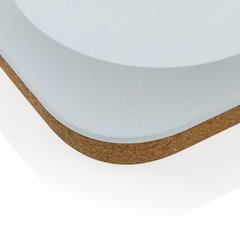 Vue Chargeur 10W en plastique recyclé RCS et liège Oregon de couleur marron| Krokrodeal