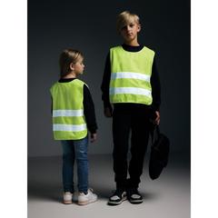 Vue Gilet haute visibilité de signalisation en rPET GRS 3-6 ans de couleur jaune| Krokrodeal