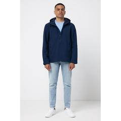 Vue Veste homme soft shell en polyester recyclé Iqoniq Makalu de couleur bleu| Krokrodeal