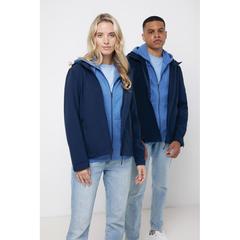 Vue Veste homme soft shell en polyester recyclé Iqoniq Makalu de couleur bleu| Krokrodeal