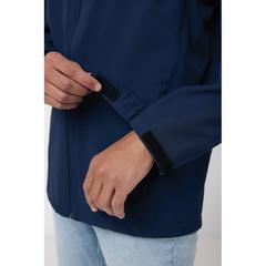 Vue Veste homme soft shell en polyester recyclé Iqoniq Makalu de couleur bleu| Krokrodeal