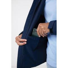 Vue Veste homme soft shell en polyester recyclé Iqoniq Makalu de couleur bleu| Krokrodeal