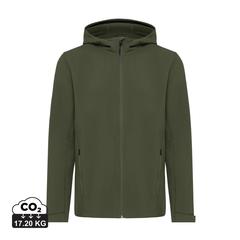 Vue Veste homme soft shell en polyester recyclé Iqoniq Makalu de couleur vert| Krokrodeal