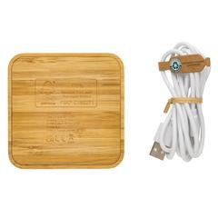 Vue Chargeur sans fil 10W et avec ports USB en bambou de couleur marron| Krokrodeal