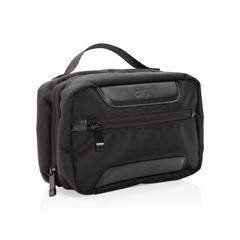 Vue Trousse de toilette en rPET AWARE™ Swiss Peak Voyager de couleur noir| Krokrodeal