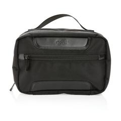 Vue Trousse de toilette en rPET AWARE™ Swiss Peak Voyager de couleur noir| Krokrodeal