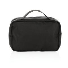 Vue Trousse de toilette en rPET AWARE™ Swiss Peak Voyager de couleur noir| Krokrodeal