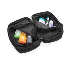 Vue Trousse de toilette en rPET AWARE™ Swiss Peak Voyager de couleur noir| Krokrodeal