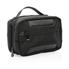 Vue Trousse de toilette en rPET AWARE™ Swiss Peak Voyager de couleur noir| Krokrodeal