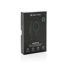 Vue Compton RCS plastique recyclé/aluminium 10 000 mAh powerbank de couleur noir| Krokrodeal