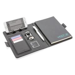 Vue Housse à carnet A5 avec chargeur à induction Air de couleur noir| Krokrodeal