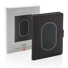 Vue Housse à carnet A5 avec chargeur à induction Air de couleur noir| Krokrodeal