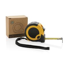 Vue Mètre 3M/16 mm en plastique recyclé RCS avec bouton d'arrêt de couleur jaune| Krokrodeal