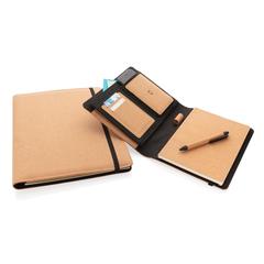 Vue Conférencier A5 en liège avec stylo Deluxe de couleur marron| Krokrodeal