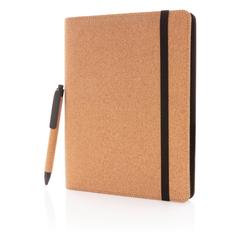 Vue Conférencier A5 en liège avec stylo Deluxe de couleur marron| Krokrodeal