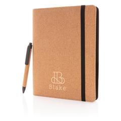 Vue Conférencier A5 en liège avec stylo Deluxe de couleur marron| Krokrodeal
