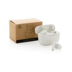 Vue Écouteurs sans fil Liberty Pro en plastique recyclé RCS de couleur blanc| Krokrodeal