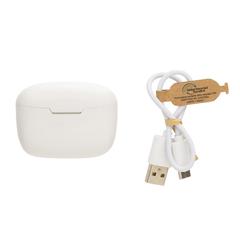 Vue Écouteurs sans fil Liberty Pro en plastique recyclé RCS de couleur blanc| Krokrodeal