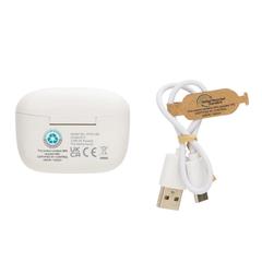 Vue Écouteurs sans fil Liberty Pro en plastique recyclé RCS de couleur blanc| Krokrodeal