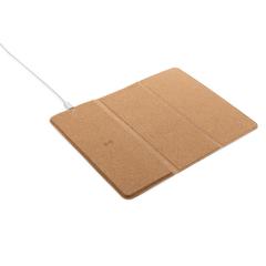 Vue Tapis de souris avec chargeur sans fil 10W en liège de couleur marron| Krokrodeal