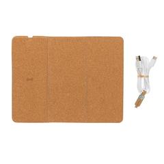 Vue Tapis de souris avec chargeur sans fil 10W en liège de couleur marron| Krokrodeal